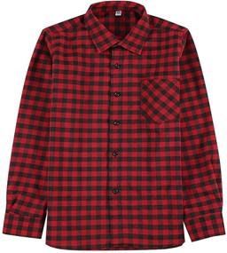 img 4 attached to AOLIWEN Kids' Plaid Flannel Button Down Shirts - Long Sleeve for Girls and Boys, Ages 3-12