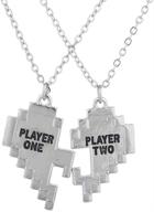 lux accessories player 1 and player 2 gamer bff broken heart necklace set of 2 logo