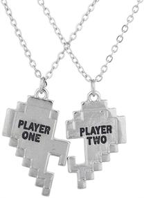 img 4 attached to LUX ACCESSORIES Player 1 and Player 2 Gamer BFF Broken Heart Necklace Set of 2