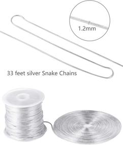 img 1 attached to 🔗 PP OPOUNT 33 Feet Silver Snake Chains Link Cable Chain: Perfect for Jewelry Chain Making with 20 Lobster Clasps, 50 Jump Rings, and 40 Connectors Clasps