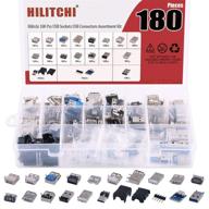 🔌 hilitchi usb connectors assortment kit with 180 pcs: 150pcs type a male female connectors, 10pcs 9pin male ports, 10pcs female 5pin pinboards, and 10pcs 5pin type b male connectors with plastic cover logo