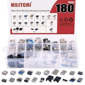 img 4 attached to 🔌 Набор разъемов Hilitchi USB с 180 штуками: 150 штук типа A мужских и женских разъемов, 10 штук мужских разъемов с 9 контактами, 10 штук женских 5-контактных плат, и 10 штук мужских разъемов типа B с пластиковым кожухом.