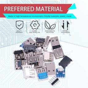 img 2 attached to 🔌 Набор разъемов Hilitchi USB с 180 штуками: 150 штук типа A мужских и женских разъемов, 10 штук мужских разъемов с 9 контактами, 10 штук женских 5-контактных плат, и 10 штук мужских разъемов типа B с пластиковым кожухом.