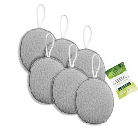 img 4 attached to EcoTools Charcoal Exfoliating Puffs for Face and Body, Set of 6 Skin Care Tools