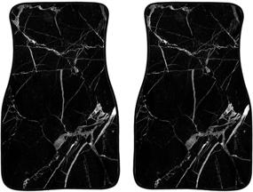 img 2 attached to JEOCODY Black Marbles Print Soft Rubber Car Floor Mats Carpet Black 2PCS Non Slip Car Front Floor Liner Auto Accessories For Women All Weather