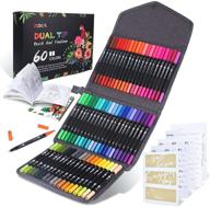 zscm dual brush coloring pens, 60 colors art markers, fine & brush tip pen for coloring books, bullet journals, planners, writing, drawing, note taking – includes brush lettering & calligraphy paper logo