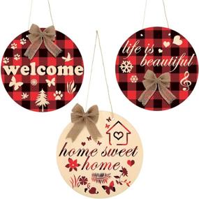 img 1 attached to 🎄 Christmas Wooden Circle Sign: Unfinished Wood Slices for Front Door Decor, Round Wood Hanging Sign with Twine and Decoration Bow, Transparent Tape Included - Ideal for Christmas Decor (17 inches)