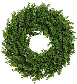 img 4 attached to 🌿 17-Inch Boxwood Wreath for Front Door, Artificial Green Farmhouse Wreaths for Wall, Window, Party, Wedding Decor - Indoor, Outdoor, All-Season DDHS Greenery Wreath for Decorating