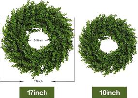 img 2 attached to 🌿 17-Inch Boxwood Wreath for Front Door, Artificial Green Farmhouse Wreaths for Wall, Window, Party, Wedding Decor - Indoor, Outdoor, All-Season DDHS Greenery Wreath for Decorating