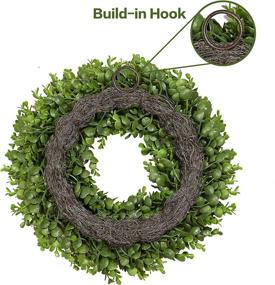 img 3 attached to 🌿 17-Inch Boxwood Wreath for Front Door, Artificial Green Farmhouse Wreaths for Wall, Window, Party, Wedding Decor - Indoor, Outdoor, All-Season DDHS Greenery Wreath for Decorating