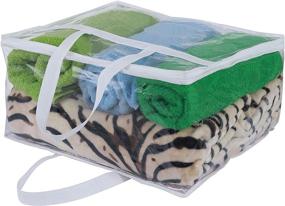 img 1 attached to 🛍️ DiClavus Set of 2 Zippered Storage Bags - Space Saving Vinyl Closet Organizer for Linen, Blankets, and Duvet Covers - Clear PVC Comforter Storage Bags (White, 18x15x9)