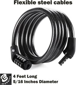 img 1 attached to Etronic Bike Lock M4: High-security Coiled Cable Lock for Bicycles - 4 Feet Long Combo Combination Lock