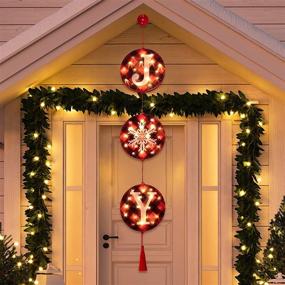 img 3 attached to 🎄 DAZONGE Joy Christmas Lights - Battery Operated LED Joy Sign for Indoor and Outdoor Christmas Decorations, Buffalo Check Plaid Christmas Sign Decor for Front Door, Entryway, Home, Office, Shops