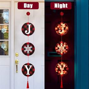 img 4 attached to 🎄 DAZONGE Joy Christmas Lights - Battery Operated LED Joy Sign for Indoor and Outdoor Christmas Decorations, Buffalo Check Plaid Christmas Sign Decor for Front Door, Entryway, Home, Office, Shops