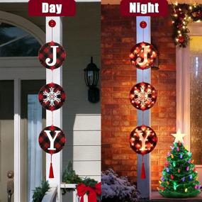 img 2 attached to 🎄 DAZONGE Joy Christmas Lights - Battery Operated LED Joy Sign for Indoor and Outdoor Christmas Decorations, Buffalo Check Plaid Christmas Sign Decor for Front Door, Entryway, Home, Office, Shops