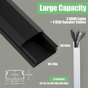 img 3 attached to 🔌 Cable Concealer, PVC Cord Cover, 94.5in Paintable Wire Hider for TV and Computers, Home Office Cable Management Solution - 6 Pack (L15.75in x W1.18in x H0.6in), CC02 Black