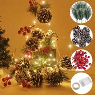 miaowoof 10 ft christmas pinecone garland: diy 30led lights, battery operated with 2 modes - xmas holiday indoor table fireplace mantel decor logo