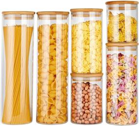 img 4 attached to Copdrel Glass Food Storage Jars Containers: Airtight Bamboo Lid Kitchen Canisters - Set of 6 to Store Coffee, Flour, Sugar, Candy, Cookies, Spices, and More