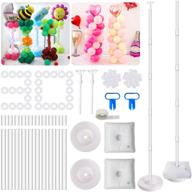 axhj 2 set balloon column kit base stand and pole, 63 inch height with 2 top balloon support rod, 30-piece balloon rings, 100 glue dots, 2 tying tools, 2 flower clips for party, wedding, birthday, christmas, and festival decorations logo