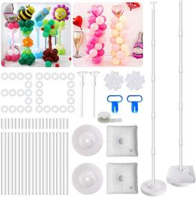 img 4 attached to AXHJ 2 Set Balloon Column Kit Base Stand and Pole, 63 inch Height with 2 Top Balloon Support Rod, 30-Piece Balloon Rings, 100 Glue Dots, 2 Tying Tools, 2 Flower Clips for Party, Wedding, Birthday, Christmas, and Festival Decorations