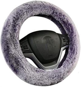 img 1 attached to 🐰 Soft Stretch Faux Rabbit Fur Steering Wheel Cover - Bling Buy - Universal Fit for Men and Women - Gray - Suitable for Any Car Steer Wheel