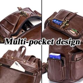 img 2 attached to Винтажный кожаный рюкзак BAGZY Daypack