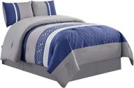 🥚 wpm world products mart quilted down alternative comforter set - twin or queen size bedding in blue/grey/white with embroidery - lola (queen) logo