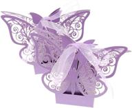 🦋 50pcs purple butterfly-shaped wedding favor sweet paper boxes with ribbon for candies or small gifts - sing f ltd logo