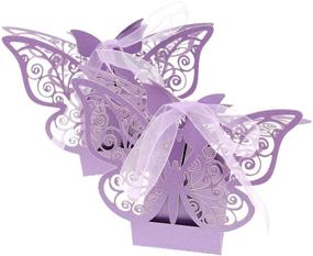 img 4 attached to 🦋 50pcs Purple Butterfly-Shaped Wedding Favor Sweet Paper Boxes with Ribbon for Candies or Small Gifts - SING F LTD