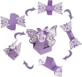 img 3 attached to 🦋 50pcs Purple Butterfly-Shaped Wedding Favor Sweet Paper Boxes with Ribbon for Candies or Small Gifts - SING F LTD