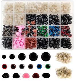 img 4 attached to 👀 600 шт. набор глаз и носиков с шайбами: черные блестящие пластиковые глаза для мягких игрушек, амигуруми, кукол крючком и рукоделия.