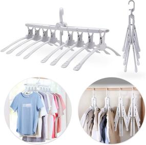 img 4 attached to 👔 Haphome Non-Slip Multi-Function Magical Suit Hangers (1-Pack) - Space Saving 360 Degree Swivel Hook, Ultra Thin, Strong & Durable Clothes Holders - Up to 30 Lbs Support (White, 8) - 8