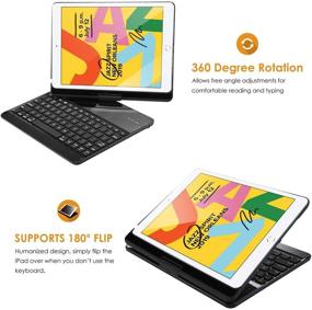 img 2 attached to 🔌 ProCase iPad 10.2 (2021 9th Gen/ 2020 8th Gen/ 2019 7th Gen) Keyboard Case – 7 Colors Backlit, 360° Rotation, Wireless Keyboard, Smart Cover for 10.2 iPad 9th/8th/7th – Black