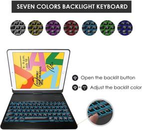 img 1 attached to 🔌 ProCase iPad 10.2 (2021 9th Gen/ 2020 8th Gen/ 2019 7th Gen) Keyboard Case – 7 Colors Backlit, 360° Rotation, Wireless Keyboard, Smart Cover for 10.2 iPad 9th/8th/7th – Black