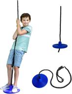 🌳 blue outdoor play equipment - squirrel products heavy duty plastic tree swing - disc rope swing with leg protectors - additions & replacements логотип