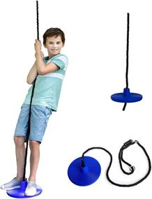 img 4 attached to 🌳 Blue Outdoor Play Equipment - Squirrel Products Heavy Duty Plastic Tree Swing - Disc Rope Swing with Leg Protectors - Additions & Replacements