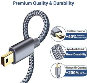 img 2 attached to 🔌 Плетеный мини-USB-кабель длиной 6 футов - мужской тип A до мини-B зарядный шнур для Garmin GPS Nuvi, контроллера PS3, GoPro Hero 3/4, камеры Canon, автомобильного видеорегистратора, MP3-плеера - Питание данных провод