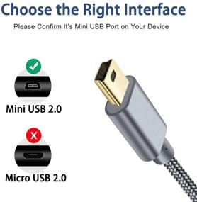img 3 attached to 🔌 Плетеный мини-USB-кабель длиной 6 футов - мужской тип A до мини-B зарядный шнур для Garmin GPS Nuvi, контроллера PS3, GoPro Hero 3/4, камеры Canon, автомобильного видеорегистратора, MP3-плеера - Питание данных провод