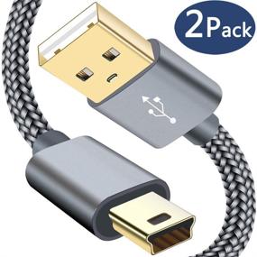 img 4 attached to 🔌 Плетеный мини-USB-кабель длиной 6 футов - мужской тип A до мини-B зарядный шнур для Garmin GPS Nuvi, контроллера PS3, GoPro Hero 3/4, камеры Canon, автомобильного видеорегистратора, MP3-плеера - Питание данных провод