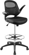 ✏️ hylone tall drafting chair with adjustable foot ring, mesh office chair for standing desk, ergonomic drafting table chair with flip-up arms, black logo