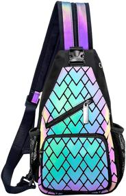 img 4 attached to Geometric Backpacks Holographic Reflective Irredescent Women's Handbags & Wallets