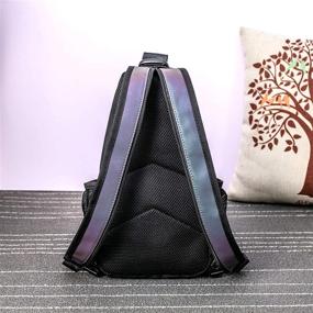 img 1 attached to Geometric Backpacks Holographic Reflective Irredescent Women's Handbags & Wallets