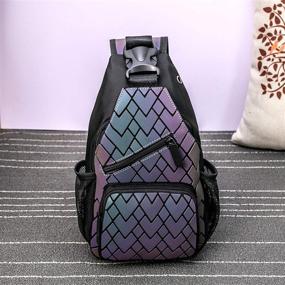 img 2 attached to Geometric Backpacks Holographic Reflective Irredescent Women's Handbags & Wallets