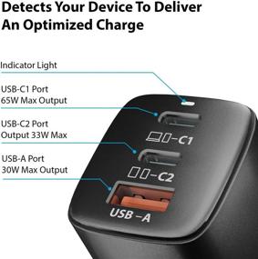 img 1 attached to 🔌 Ультра компактный зарядное устройство для стены с USB C, Ceptics 65W 3 порта PD 3.0 зарядное устройство [технология GaN], быстрый адаптер для зарядки типа C - Маленький USB + два USB-C - USB зарядное устройство для MacBook, ноутбуков USB C, iPad, iPhone, Galaxy.