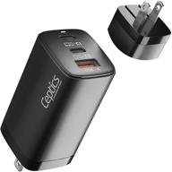 🔌 ультра компактный зарядное устройство для стены с usb c, ceptics 65w 3 порта pd 3.0 зарядное устройство [технология gan], быстрый адаптер для зарядки типа c - маленький usb + два usb-c - usb зарядное устройство для macbook, ноутбуков usb c, ipad, iphone, galaxy. логотип