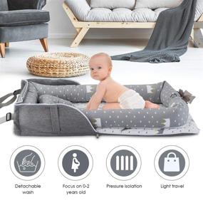 img 3 attached to Yinuoday Baby Lounger: Foldable, Portable Newborn Crib & Co-Sleeping Bassinet for Travel, Bedroom, and Outdoor Use