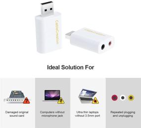 img 2 attached to CableCreation USB Audio Adapter: Premium External Stereo Sound Card with 3.5mm Headphone and Microphone Jack - Windows, Mac, Linux, PC, PS4, Laptops - Plug and Play, No Drivers Required (White)