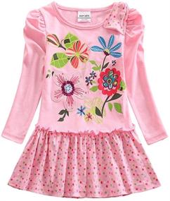 img 4 attached to JUXINSU Toddler Cotton Flower Cartoon Girls' Clothing in Dresses