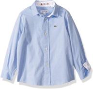 stylish and classic lacoste boys' long sleeve oxford shirt: perfect for any occasion! logo