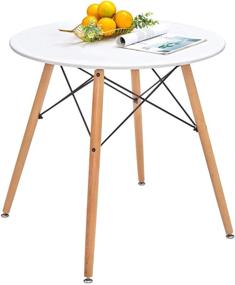 img 4 attached to 🍽️ White Round Dining Table with Pedestal Base - Coffee Table - Eiffel Mid-Century Modern Style